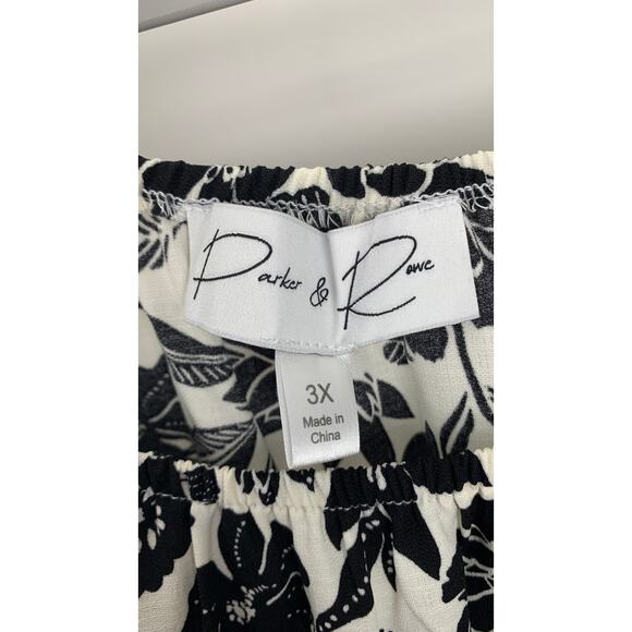 Parker & Rowe Bloom Wildly Tiered Midi Dress Womens Plus Size 3X Black White New - Picture 7 of 8